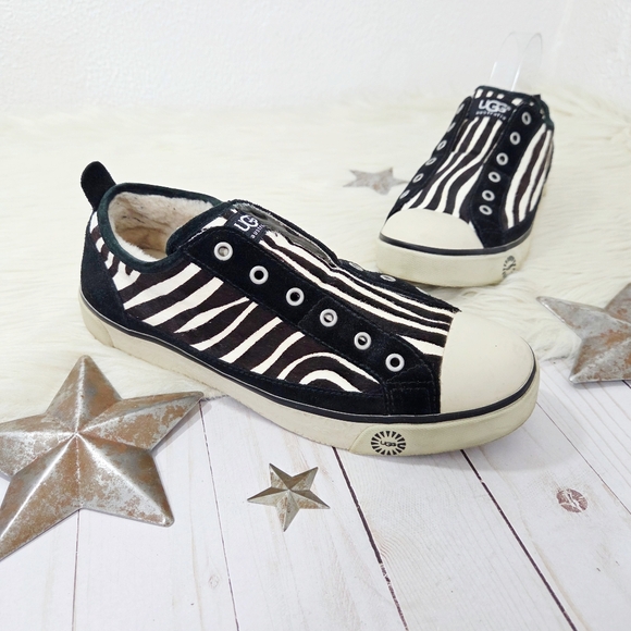 Ugg Laela Exotic Sneakers Zebra Print Pony Calf Hair Leather Size 9 - Picture 1 of 9